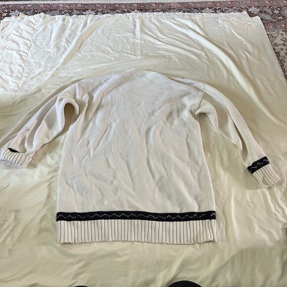 Vtg Y2K White Argyle Diamond Cardigan Wmns M Preppy Academia - Picture 10 of 11